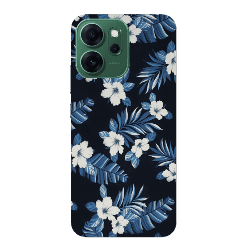 Oppo 14 F flower blue laves Transparent Silicone TPU Θήκη